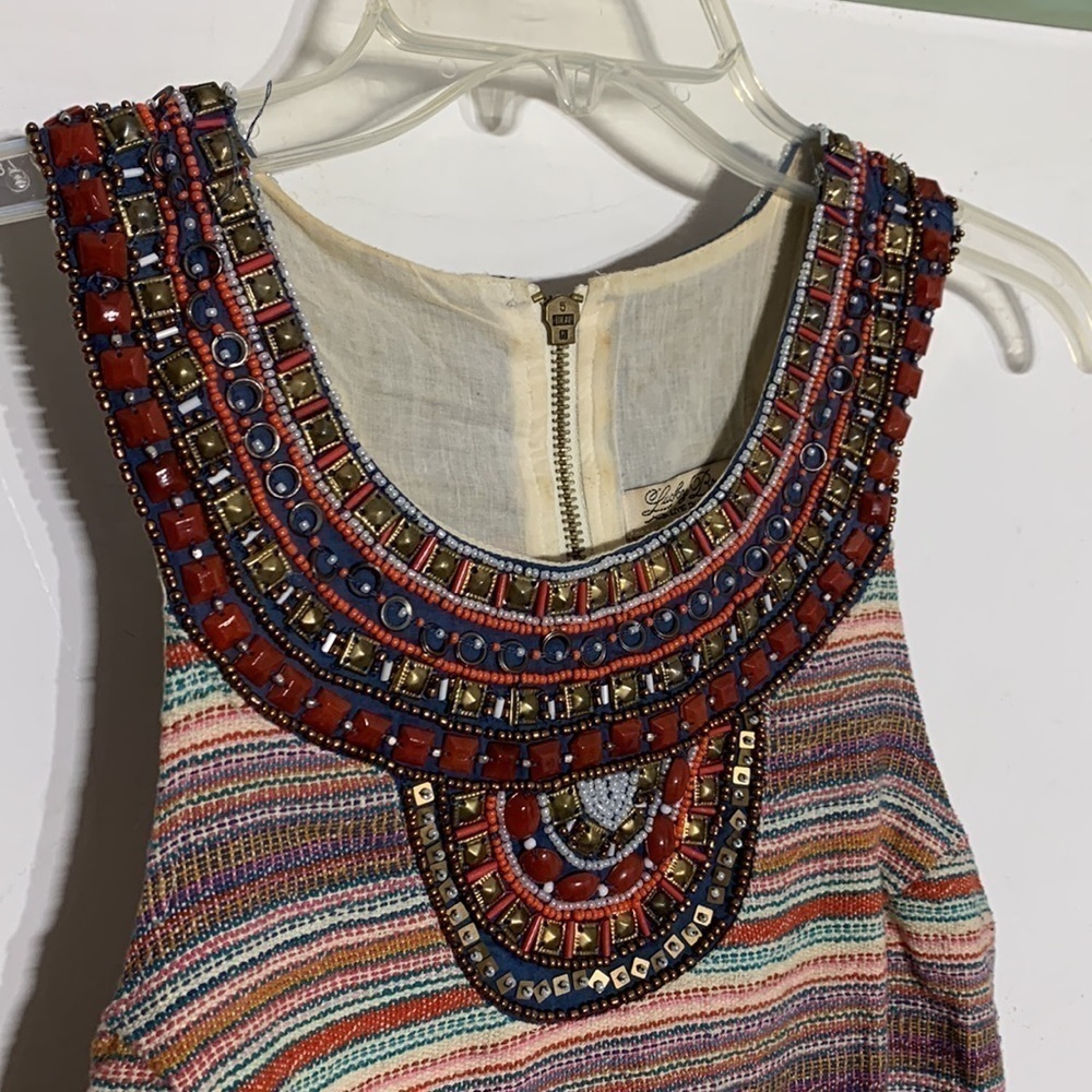 Lucky brand bohemian woven print sleeveless mini dress halter neck small - Picture 3 of 14